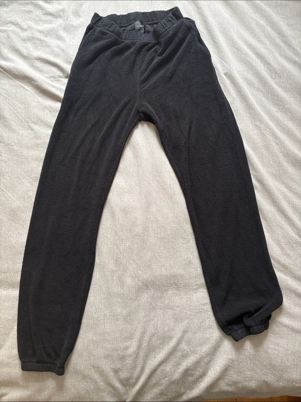 LESET Black Cozy Fleece Jogger Pants